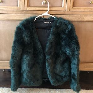 Forest green faux fur jacket